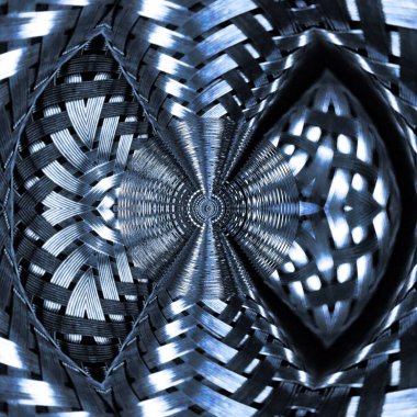 Birçok paslanmaz çelik, esnek hortumları soyut desenler olarak birbirine bağlar ve Gunmetal mavi metalik efekt ile karmaşık tasarımlar yapar.