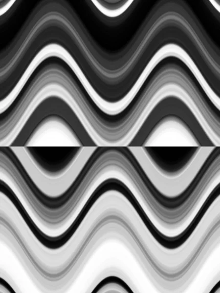波状の効果によって未来的な形や複雑なデザインに変化する線形パターンにおける青とグレーの色合い — ストック写真