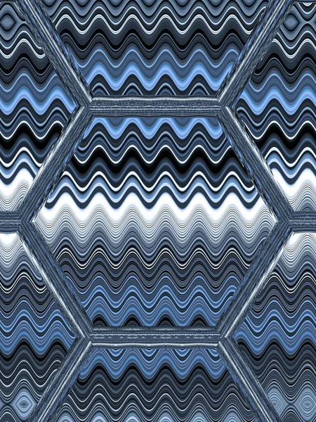 Shades Blue Grey Linear Pattern Transformed Wavy Effect Futuristic Shapes — Stock Photo, Image