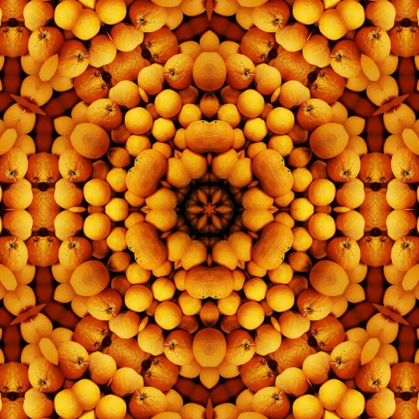 photographic image of many oranges from local market transformed into patterns shapes and designs