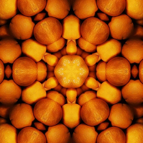 photographic image of many oranges from local market transformed into patterns shapes and designs