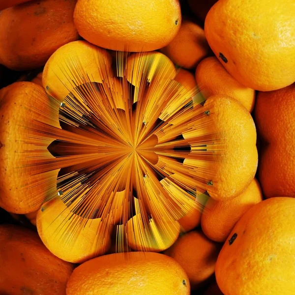 Фотографічне Зображення Багатьох Апельсинів Місцевого Ринку Перетворене Форми Візерунків Дизайну — стокове фото