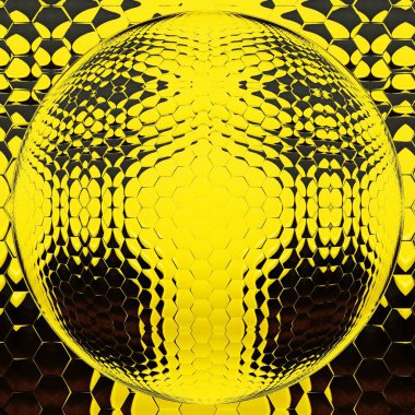 Çift ayna görüntüsü iki canlı parlak parlak sarı eğri şekilli tablolar benzersiz şekillere ve karmaşık tasarımlara dönüştü.