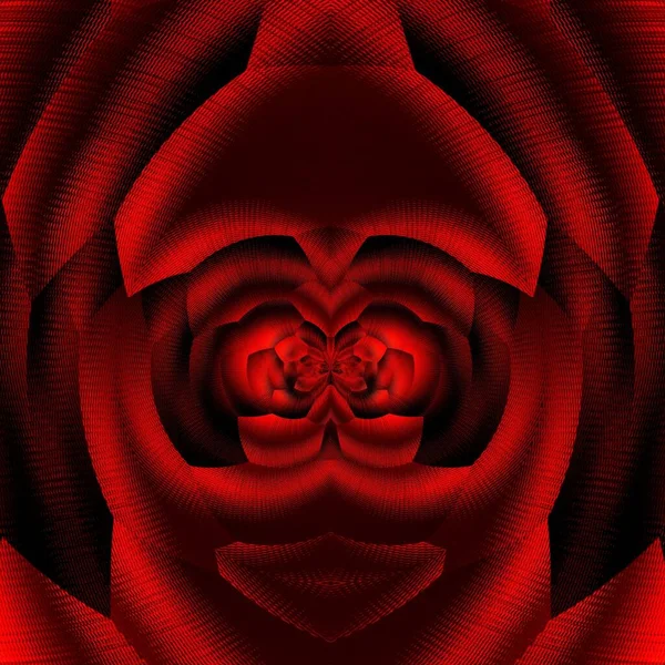 Φωτεινό Κόκκινο Dahlia Ανθίζουν Μαύρο Φόντο Floral Φαντασία Περίπλοκα Γεωμετρικά — Φωτογραφία Αρχείου