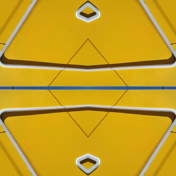 Bright Vibrant Yellow Vivid Royal Blue Sky Triangular Geometric Shapes — Stock Photo, Image