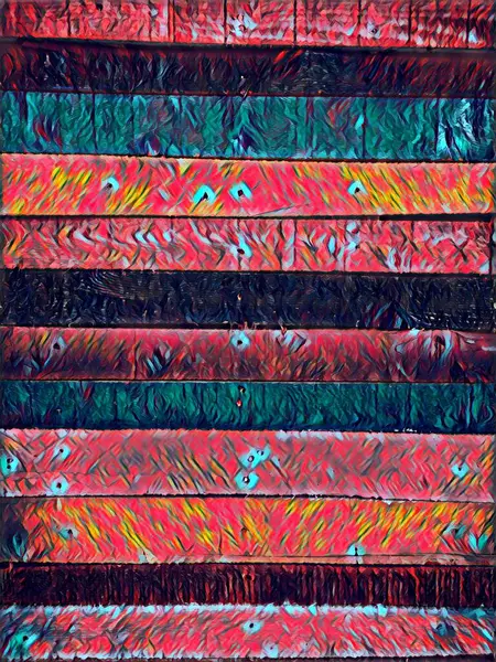 Fence Multicolored Wooded Fence Horizontal Planks Many Patterns Design Variations — Stock Photo, Image