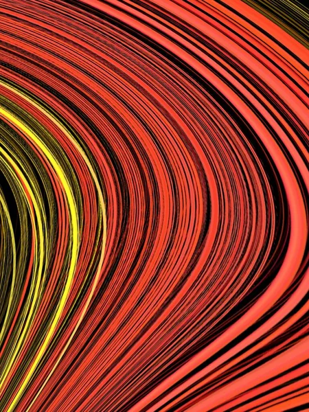 Shades Red Orange Yellow Linear Stripes Transformed Many Intricate Curve — Stock Photo, Image