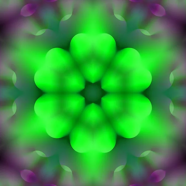 Delikatny Rozmyty Neon Zielony Zorza Wzór Kształty Sześciokątny Promieniowy Kwiatowy — Zdjęcie stockowe