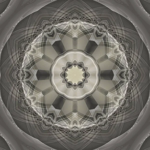 银灰色复杂未来主义几何图案与设计中闪亮金属反射阴影的单色抽象艺术 — 图库照片