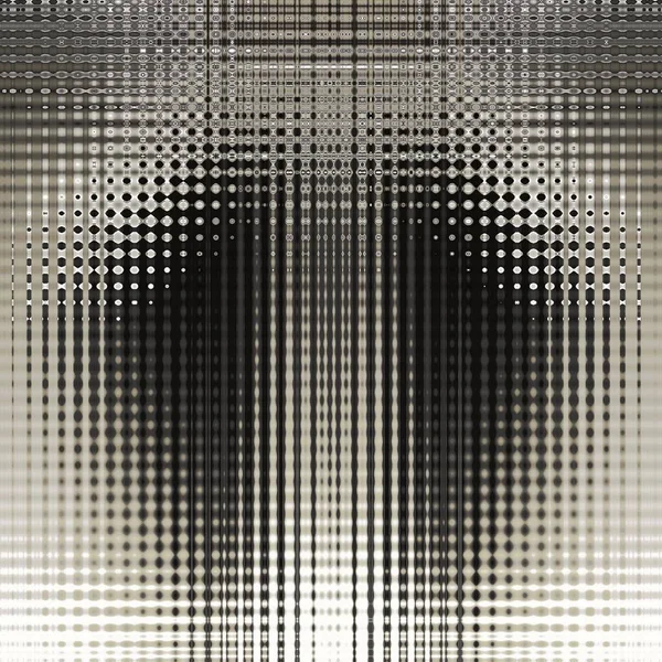 银灰色复杂未来主义几何图案与设计中闪亮金属反射阴影的单色抽象艺术 — 图库照片