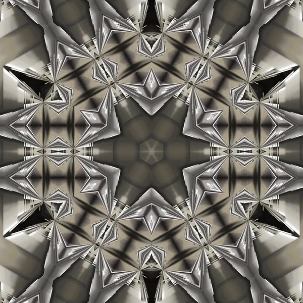 Monochromatyczna Abstrakcyjna Sztuka Błyszczących Metalicznych Odcieniach Odbijających Srebro Szare Skomplikowane — Zdjęcie stockowe