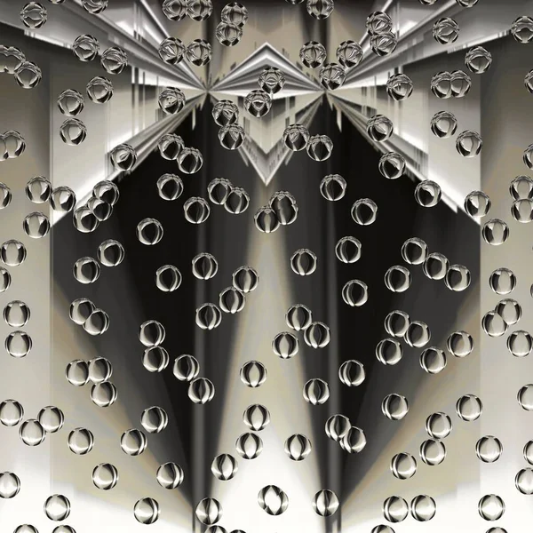 Монохромне Абстрактне Мистецтво Блискучих Металевих Відтінках Сріблясто Сірих Складних Футуристичних — стокове фото