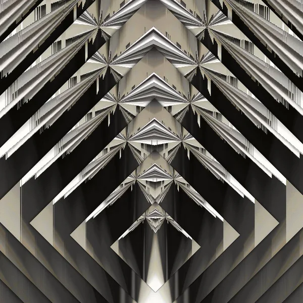 Монохромне Абстрактне Мистецтво Блискучих Металевих Відтінках Сріблясто Сірих Складних Футуристичних — стокове фото