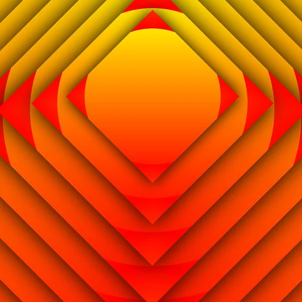 鮮やかな黄色から赤へのグラデーションがユニークなダイヤモンド同心円状のパターンとデザイン — ストック写真