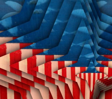 Yıldızlar ve çizgiler mavi kırmızı beyaz geometrik yinelenen desen ve karmaşık tasarım