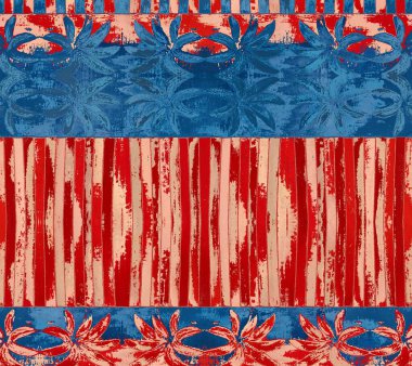 Yıldızlar ve çizgiler mavi kırmızı beyaz geometrik yinelenen desen ve karmaşık tasarım