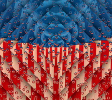 Yıldızlar ve çizgiler mavi kırmızı beyaz geometrik yinelenen desen ve karmaşık tasarım