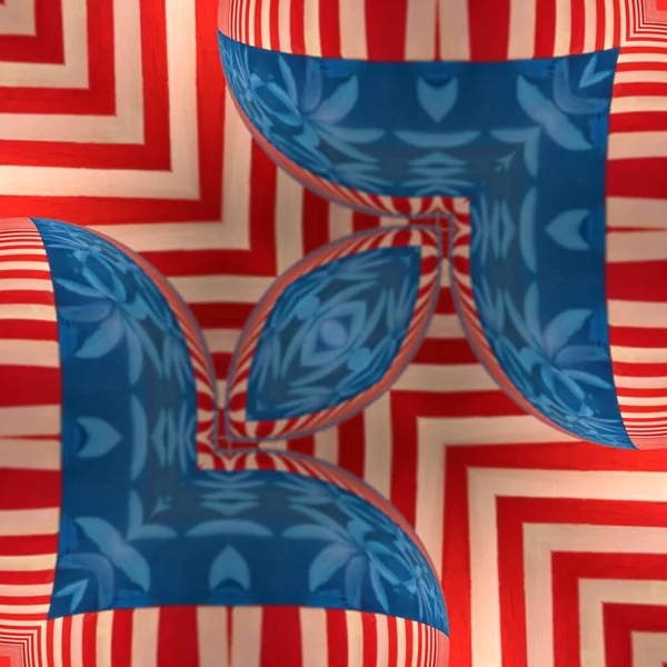 Звезды Полосы Сине Красно Белый Геометрический Повторяющийся Узор Сложный Дизайн — стоковое фото