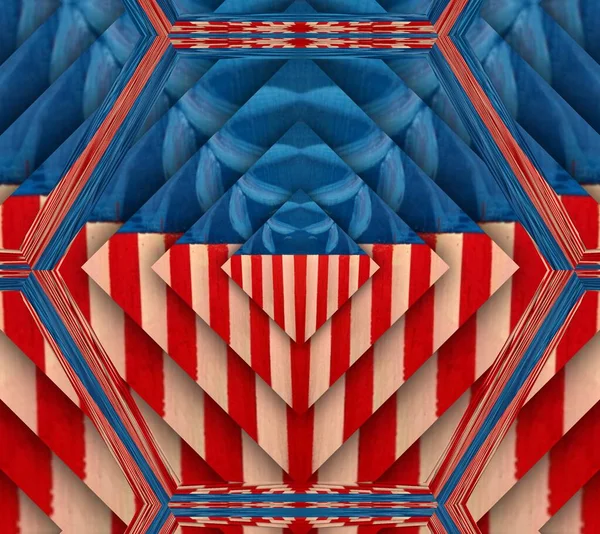 Stars Stripes Blue Red White Geometric Repeating Pattern Intricate Design — Stock Photo, Image