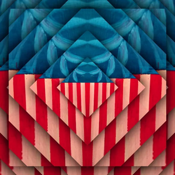 Étoiles Rayures Bleu Rouge Blanc Géométrique Motif Répétitif Design Complexe — Photo