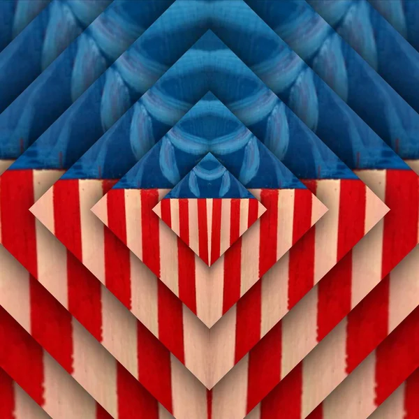 Sterren Strepen Blauw Rood Wit Geometrisch Herhalend Patroon Ingewikkeld Ontwerp — Stockfoto