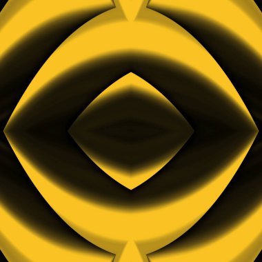 Siyah zemin üzerinde parlak sarı desenler. Karmaşık şekiller ve tasarımlar meydana getiriyorlar.