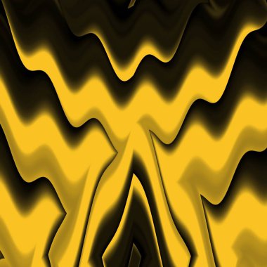 Siyah zemin üzerinde parlak sarı desenler. Karmaşık şekiller ve tasarımlar meydana getiriyorlar.