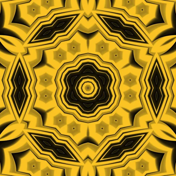 Jasnożółte Złote Wzory Czarnym Tle Generujące Wiele Skomplikowanych Kształtów Wzorów — Zdjęcie stockowe