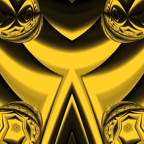 Ярко Желтые Золотые Узоры Черном Фоне Генерируют Множество Сложных Форм — стоковое фото