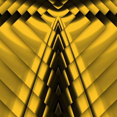 Siyah zemin üzerinde parlak sarı desenler. Karmaşık şekiller ve tasarımlar meydana getiriyorlar.