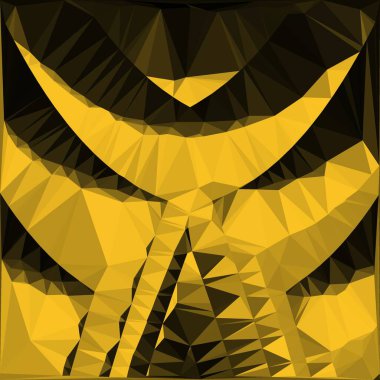 Siyah zemin üzerinde parlak sarı desenler. Karmaşık şekiller ve tasarımlar meydana getiriyorlar.