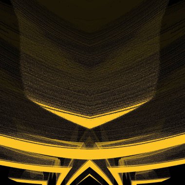 Siyah zemin üzerinde parlak sarı desenler. Karmaşık şekiller ve tasarımlar meydana getiriyorlar.