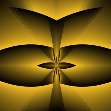 Siyah zemin üzerinde parlak sarı desenler. Karmaşık şekiller ve tasarımlar meydana getiriyorlar.