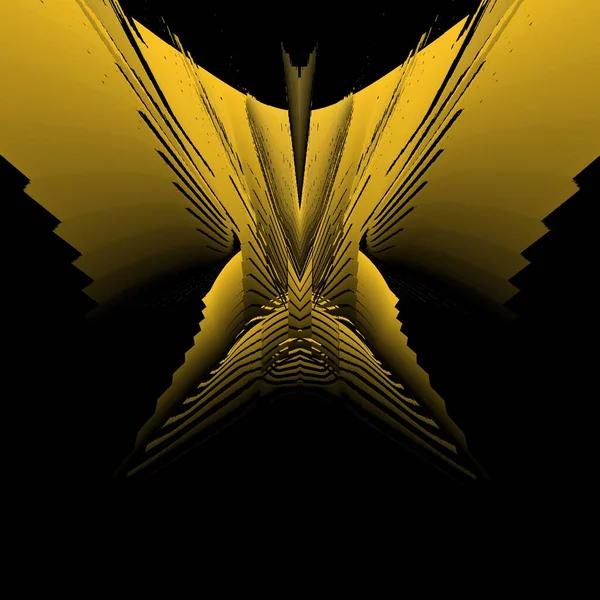 黒の背景に明るい黄色の金のパターンは 正方形の形式で多くの複雑な形状やデザインを生成します — ストック写真