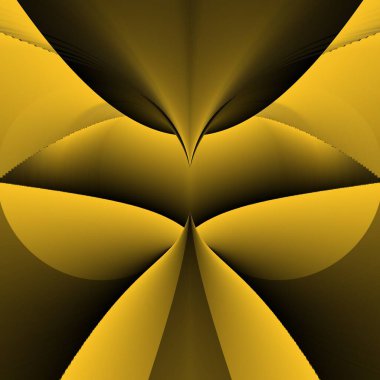 Siyah zemin üzerinde parlak sarı desenler. Karmaşık şekiller ve tasarımlar meydana getiriyorlar.