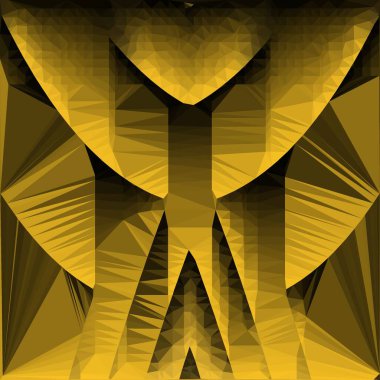 Siyah zemin üzerinde parlak sarı desenler. Karmaşık şekiller ve tasarımlar meydana getiriyorlar.