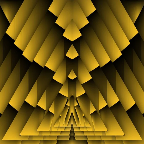 Bright Yellow Gold Patterns Black Background Generating Many Intricate Shapes — Stock Photo, Image