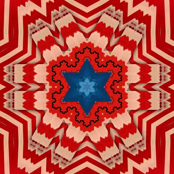 Estrelas Listras Azul Vermelho Branco Geométrico Padrão Repetição Design Intrincado — Fotografia de Stock