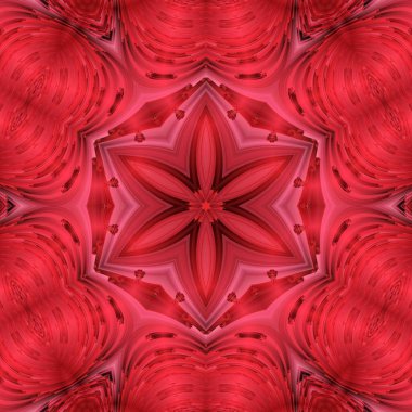 Tek bir koyu kırmızı yıldız çiçeğinin çiçekli fantezi desenleri yağmur damlası etkisiyle yakın çekim desenlerinde çiçek açar.