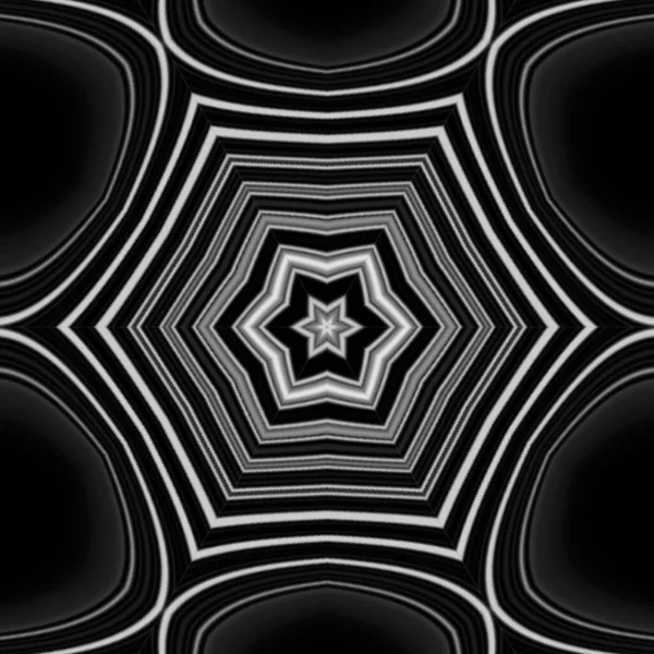 灰色で複雑な未来的な幾何学的同心円状のパターンとデザインによる単色抽象芸術 — ストック写真