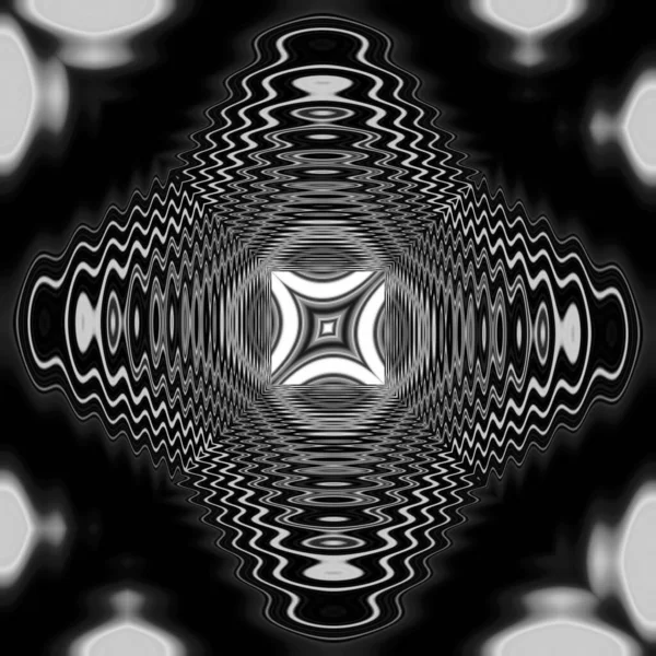 Monochromatische Abstracte Kunst Grijstinten Van Ingewikkelde Futuristische Geometrische Concentrische Patronen — Stockfoto