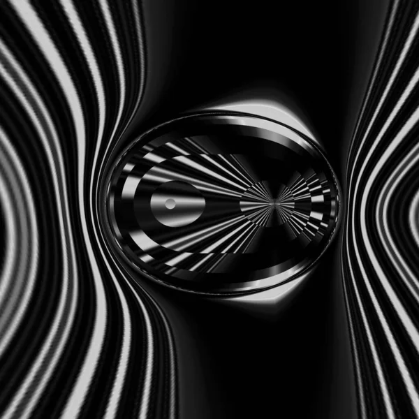 Monochromatische Abstrakte Kunst Grautönen Komplexe Futuristische Geometrische Konzentrische Muster Und — Stockfoto