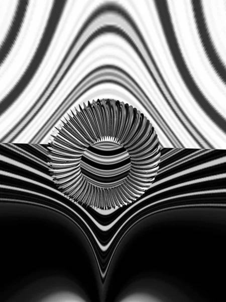 Monochromatische Abstracte Kunst Grijstinten Van Ingewikkelde Futuristische Geometrische Concentrische Patronen — Stockfoto