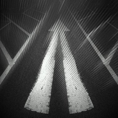 parlak ikiz beyaz yönlü ok yeni siyah temiz asfalt yol yüzeyinde desenler ve tasarımlar yaratıyor