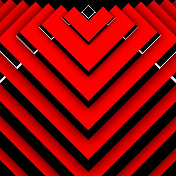 Siyah Arkaplan Üzerinde Canlı Kırmızı Beyaz Geometrik Şekiller Tasarımlar — Stok fotoğraf