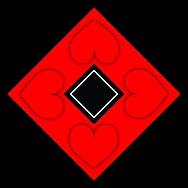 Formas Geométricas Vívidas Rojas Blancas Patrones Diseños Sobre Fondo Negro — Foto de Stock