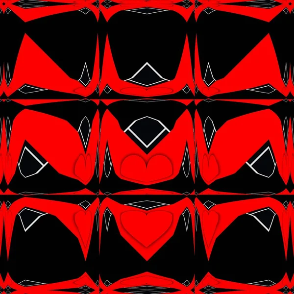 鮮やかな赤と白の幾何学的形状パターンと黒の背景のデザイン — ストック写真