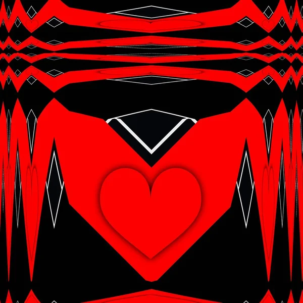 Lebendige Rot Weiße Geometrische Formen Muster Und Muster Auf Schwarzem — Stockfoto