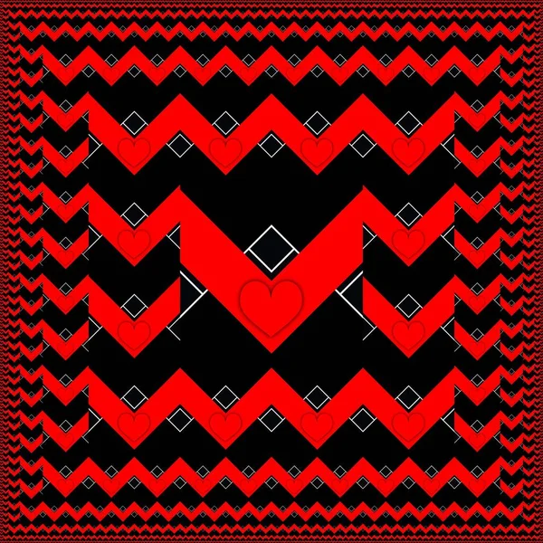 Ζωηρά Κόκκινα Και Λευκά Γεωμετρικά Σχήματα Μοτίβα Και Σχέδια Μαύρο — Φωτογραφία Αρχείου