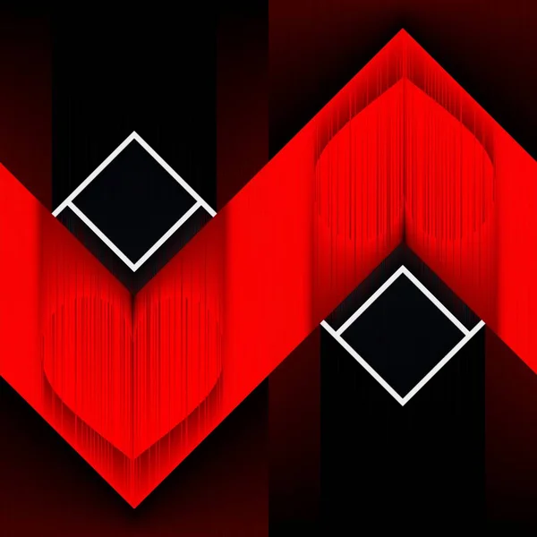 Vivid Red White Geometric Shapes Patterns Designs Black Background — Stock Photo, Image